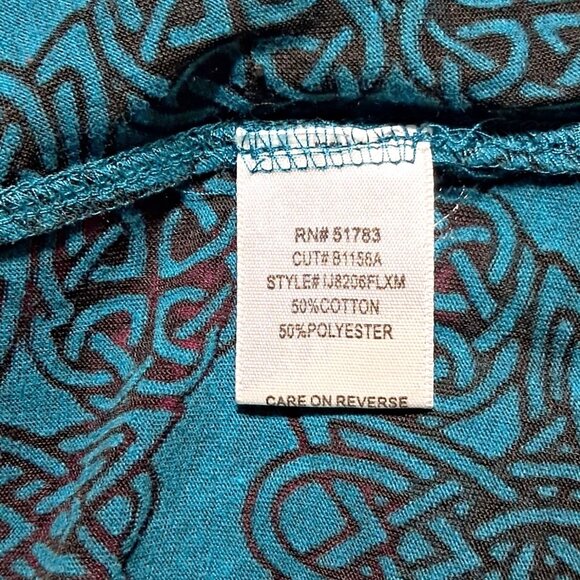 Maurices Sheer Burnout Celtic Shirt Womens XL Long Sleeve V-Neck Top Teal & Blac - Picture 4 of 10